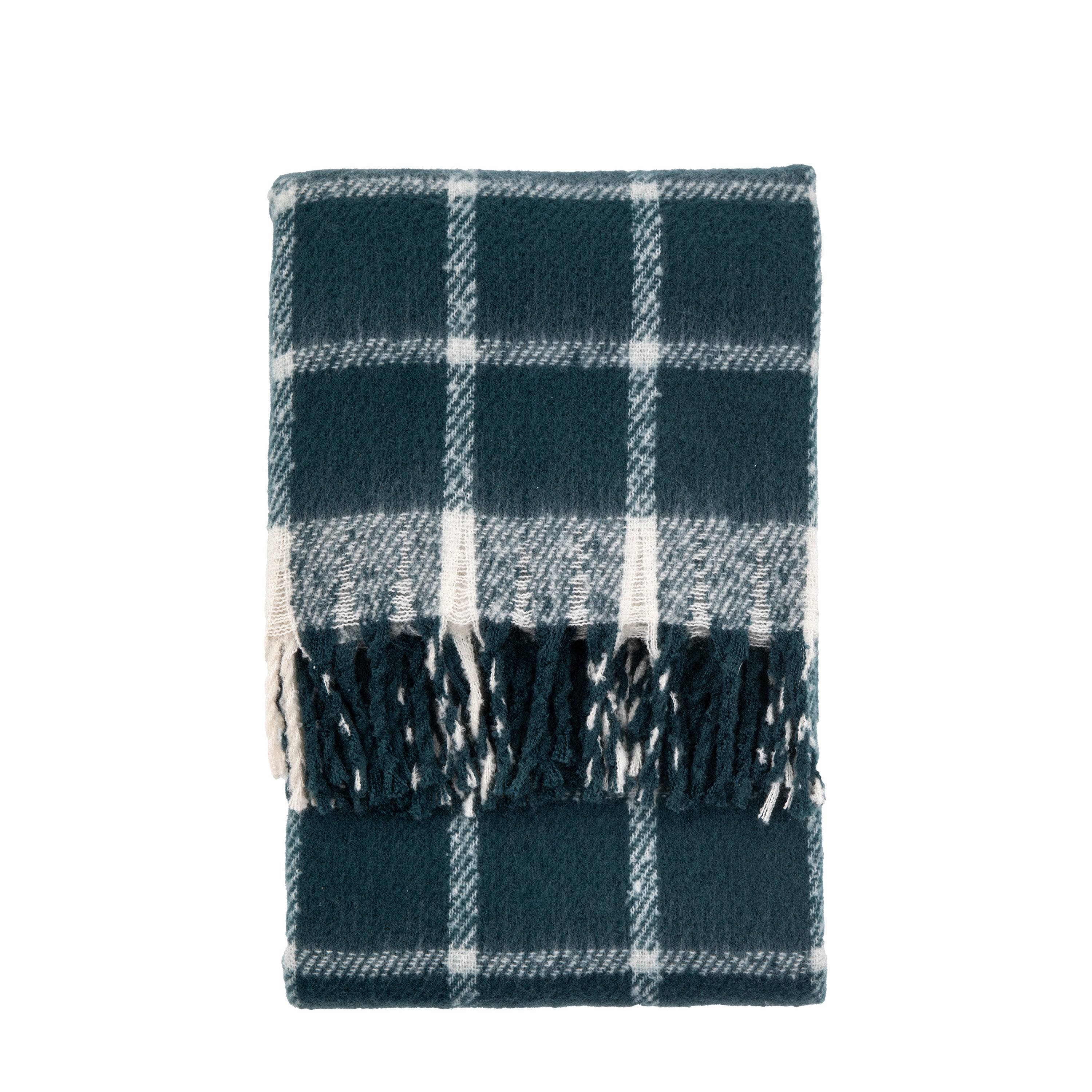 Poly Blue Mohair Check Throw
